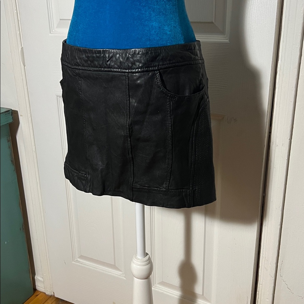 AllSaints Spitalfields Leather Mini Skirt Women’s 6 - Picture 2 of 7